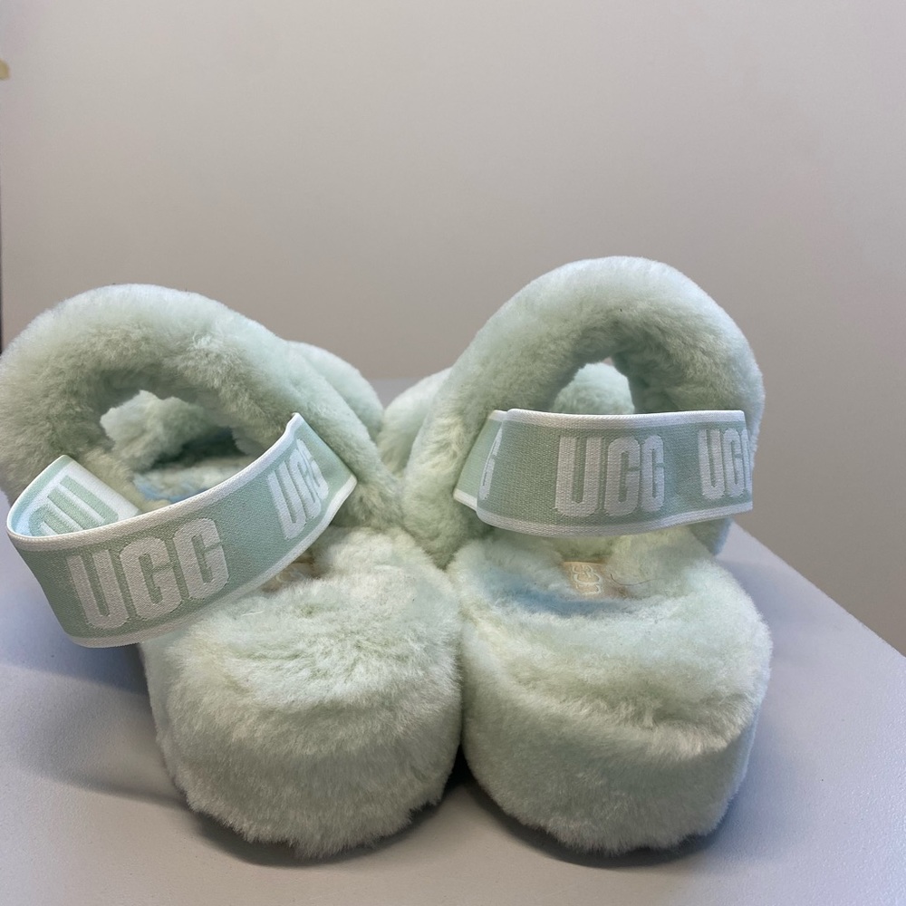 Mint green UGG sandals
